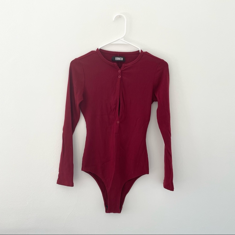 reformation encina bodysuit in red